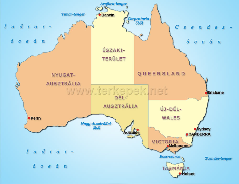 ausztrália térkép Ausztrália közigazgatási térképe, Ausztrália államai ausztrália térkép