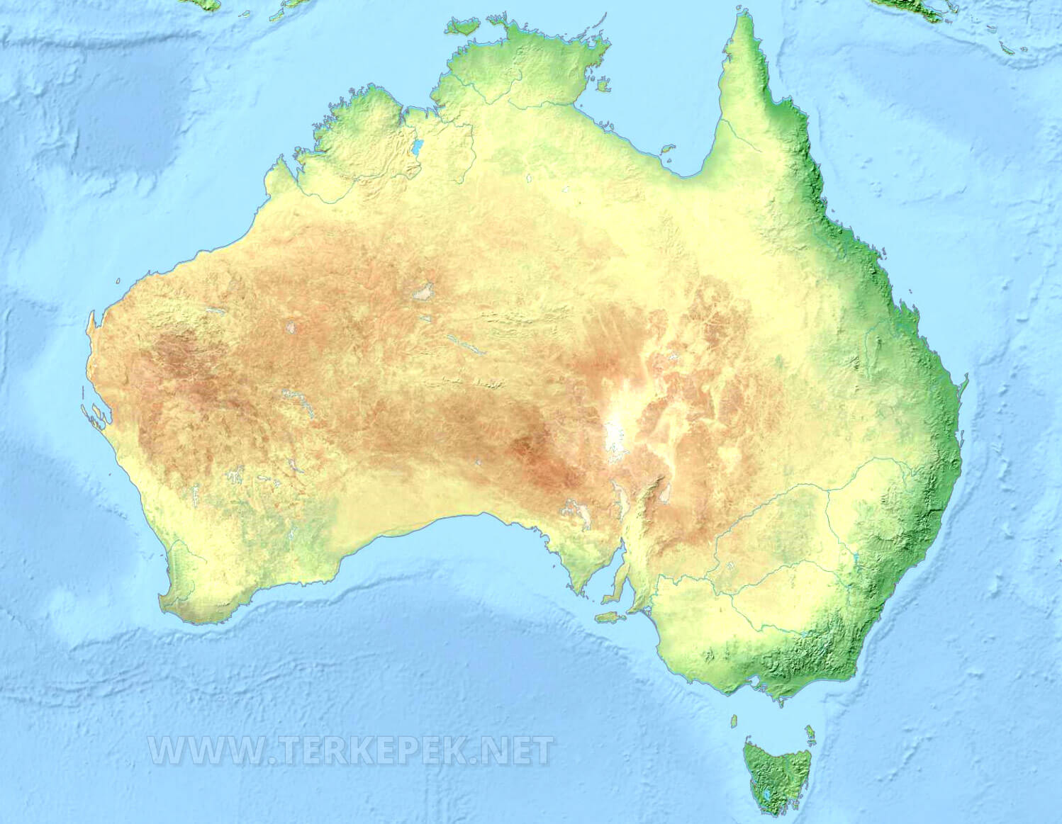 ausztrália domborzati térkép Ausztrália domborzati térképe ausztrália domborzati térkép