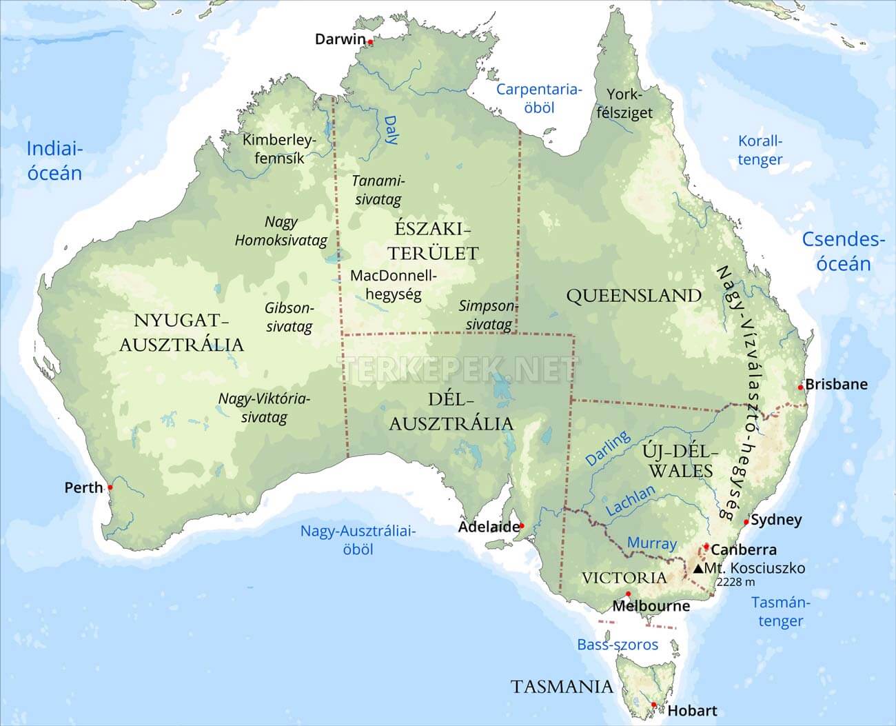 ausztrália domborzati térkép Ausztrália domborzati térképe ausztrália domborzati térkép